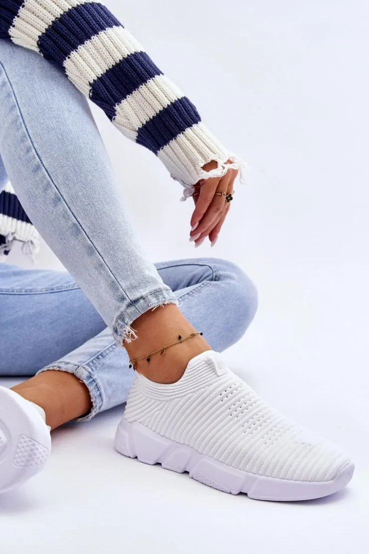 Damskie Big Star Shoes Damskie Sportowe Buty Slip-on Big Star DD274460 Białe