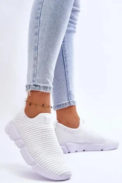 Damskie Big Star Shoes Damskie Sportowe Buty Slip-on Big Star DD274460 Białe