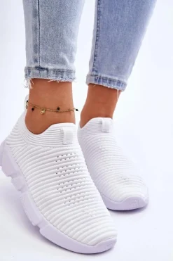 Damskie Big Star Shoes Damskie Sportowe Buty Slip-on Big Star DD274460 Białe