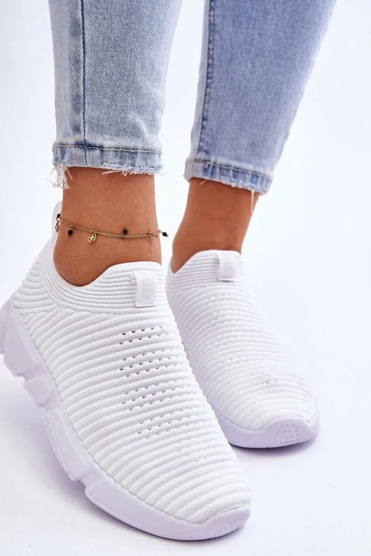 Damskie Big Star Shoes Damskie Sportowe Buty Slip-on Big Star DD274460 Białe