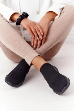 Sale Boto Damskie Sportowe Buty Slip-on Czarne Yoga Class