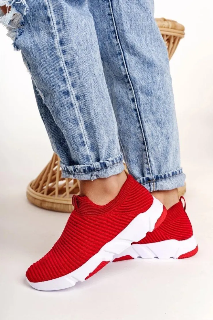 Big Star Shoes Trampki Damskie Slip-On|Trampki Damskie Big Star*Damskie Sportowe Buty Slip-on Big Star DD274463 Czerwone