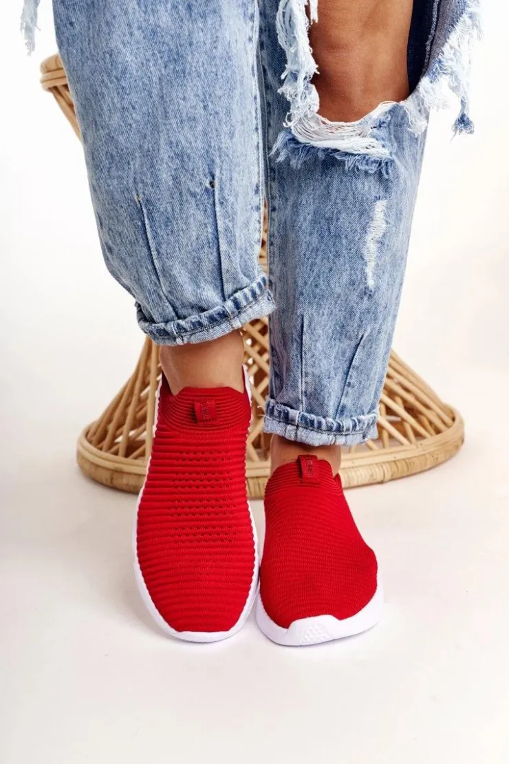 Big Star Shoes Trampki Damskie Slip-On|Trampki Damskie Big Star*Damskie Sportowe Buty Slip-on Big Star DD274463 Czerwone