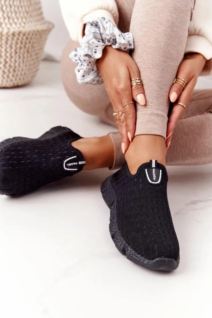 Sale Boto Damskie Sportowe Buty Slip-on Czarne Marathon