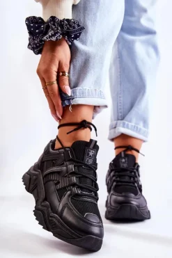 Outlet Evento Damskie Sportowe Buty Sneakersy Czarne Daren