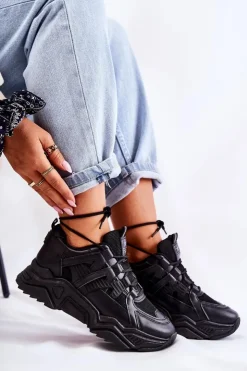 Outlet Evento Damskie Sportowe Buty Sneakersy Czarne Daren