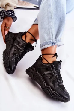 Outlet Evento Damskie Sportowe Buty Sneakersy Czarne Daren