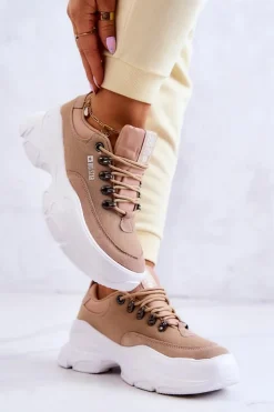 Best Big Star Shoes Damskie Sportowe Buty Sneakersy Big Star JJ274A222 Beżowe