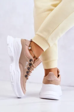 Best Big Star Shoes Damskie Sportowe Buty Sneakersy Big Star JJ274A222 Beżowe