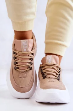 Best Big Star Shoes Damskie Sportowe Buty Sneakersy Big Star JJ274A222 Beżowe