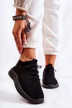 Damskie Boto Damskie Sportowe Buty Sneakersy Materiałowe Czarne Storia
