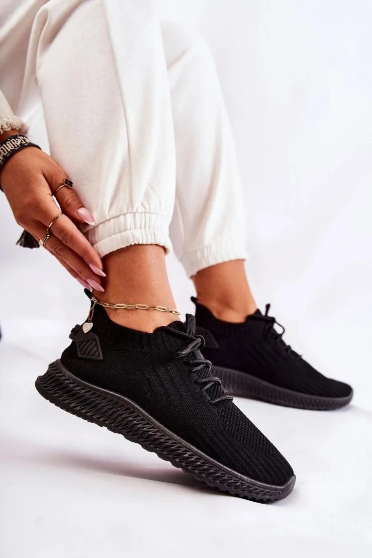 Damskie Boto Damskie Sportowe Buty Sneakersy Materiałowe Czarne Storia