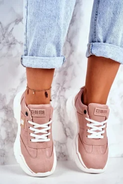 Big Star Shoes Trampki Damskie Big Star|Big Star*Damskie Sportowe Buty Sneakersy Big Star GG274210 Różowe