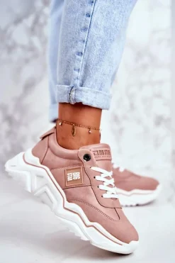 Big Star Shoes Trampki Damskie Big Star|Big Star*Damskie Sportowe Buty Sneakersy Big Star GG274210 Różowe