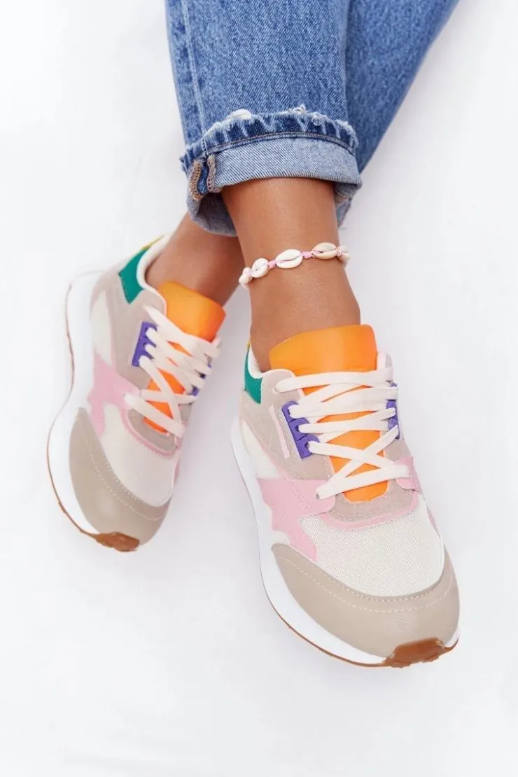 Online Boto Damskie Sportowe Buty Sneakersy Beżowe After Hours