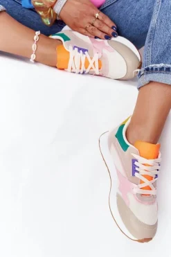 Online Boto Damskie Sportowe Buty Sneakersy Beżowe After Hours