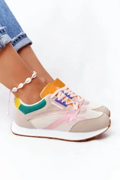 Online Boto Damskie Sportowe Buty Sneakersy Beżowe After Hours