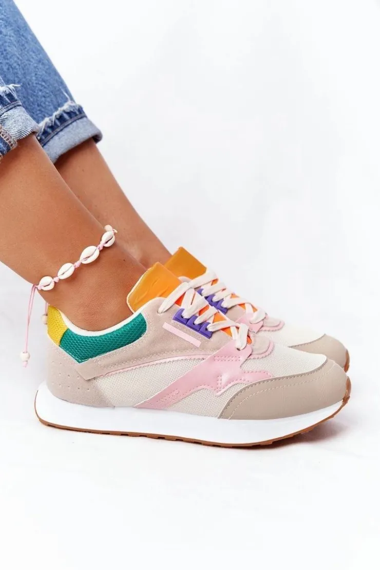 Online Boto Damskie Sportowe Buty Sneakersy Beżowe After Hours