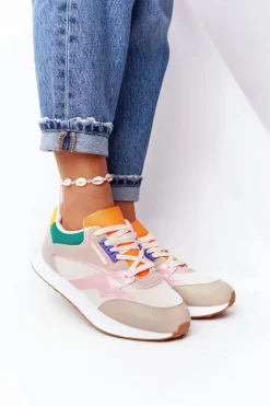 Online Boto Damskie Sportowe Buty Sneakersy Beżowe After Hours