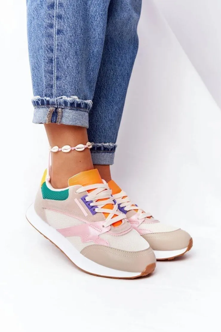Online Boto Damskie Sportowe Buty Sneakersy Beżowe After Hours