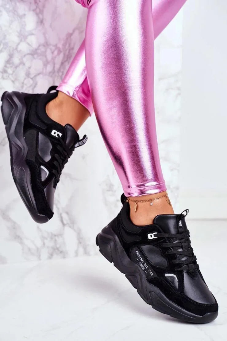 Clearance Big Star Shoes Damskie Sportowe Buty Sneakersy Big Star GG274654 Czarne