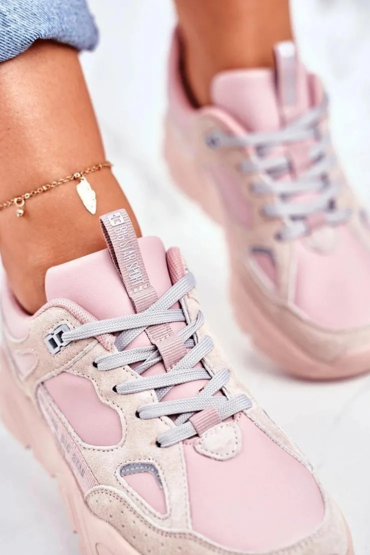 Big Star Shoes Trampki Damskie Big Star|Big Star*Damskie Sportowe Buty Sneakersy Big Star GG274655 Różowe