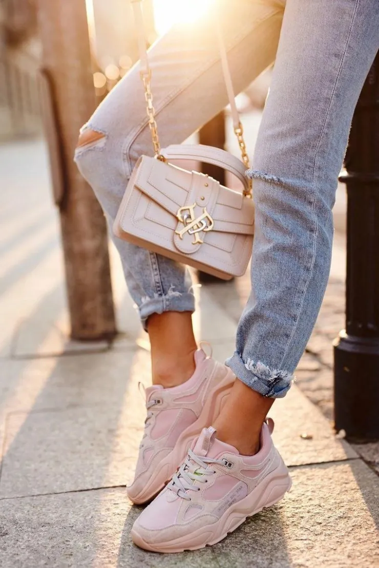 Big Star Shoes Trampki Damskie Big Star|Big Star*Damskie Sportowe Buty Sneakersy Big Star GG274655 Różowe