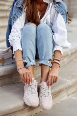 Big Star Shoes Trampki Damskie Big Star|Big Star*Damskie Sportowe Buty Sneakersy Big Star GG274655 Różowe