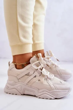 Damskie Evento Damskie Sportowe Buty Sneakersy Beżowe Daren
