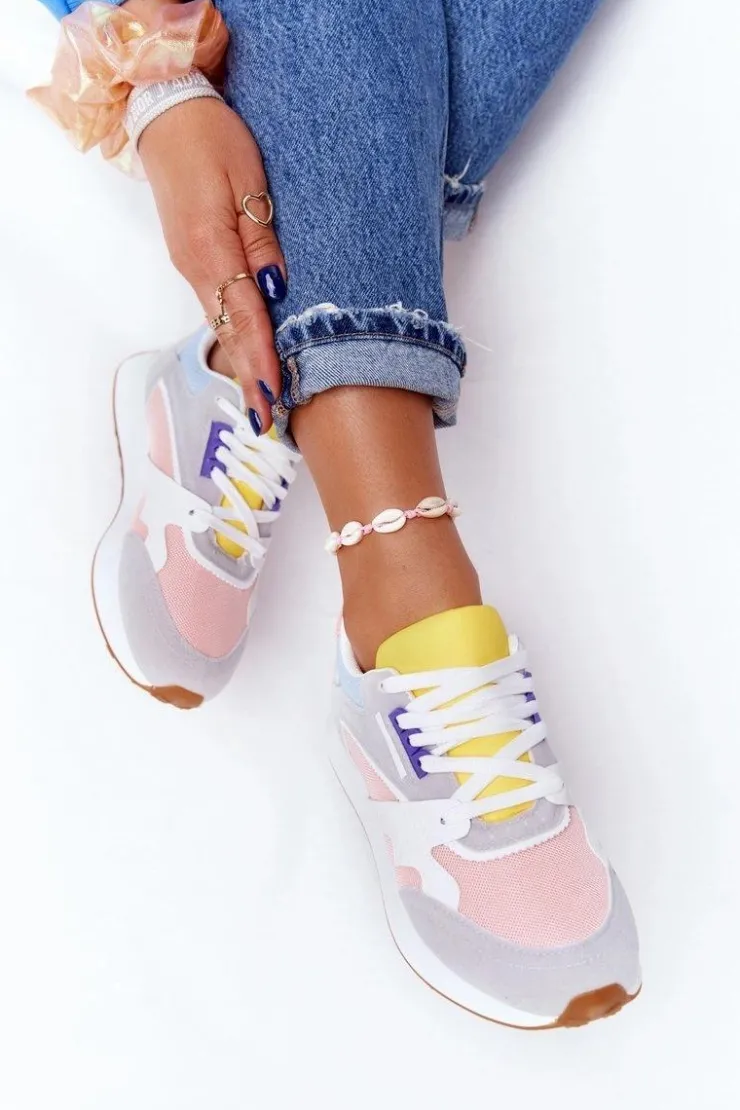 Damskie Boto Damskie Sportowe Buty Sneakersy Różowo-Szare After Hours