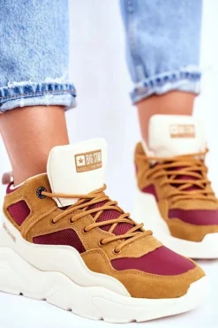 Big Star Shoes Trampki Damskie Big Star|Big Star*Damskie Sportowe Buty Sneakersy Big Star GG274646 Beżowe