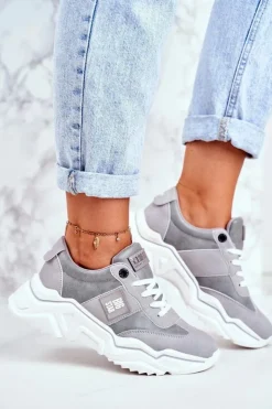 Big Star Shoes Damskie Sportowe Buty Sneakersy Big Star GG274211 Szare