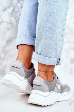 Big Star Shoes Damskie Sportowe Buty Sneakersy Big Star GG274211 Szare