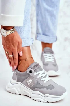 Big Star Shoes Damskie Sportowe Buty Sneakersy Big Star GG274211 Szare