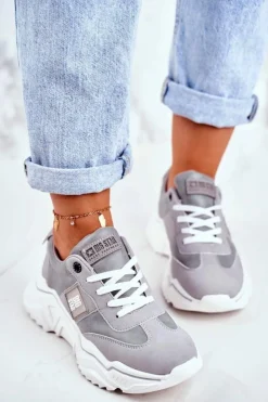 Big Star Shoes Damskie Sportowe Buty Sneakersy Big Star GG274211 Szare