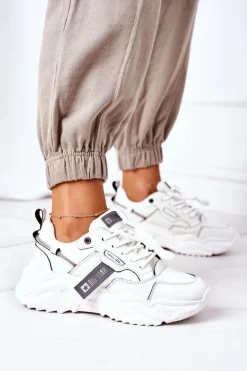 Big Star Shoes Trampki Damskie Big Star|Big Star*Damskie Sportowe Buty Sneakersy Big Star GG274213 Biało-Szare