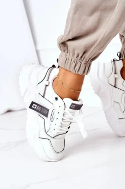Big Star Shoes Trampki Damskie Big Star|Big Star*Damskie Sportowe Buty Sneakersy Big Star GG274213 Biało-Szare