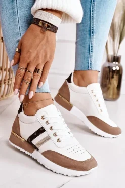 Damskie Boto Damskie Sportowe Buty Sneakersy Białe-Khaki Lifestyle
