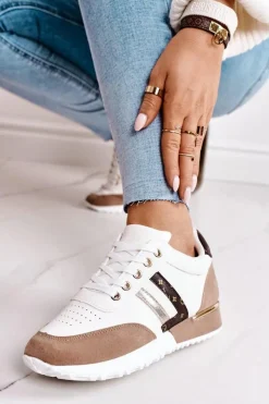 Damskie Boto Damskie Sportowe Buty Sneakersy Białe-Khaki Lifestyle