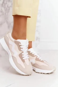 Damskie Boto Damskie Sportowe Buty Sneakersy Beżowe Move On