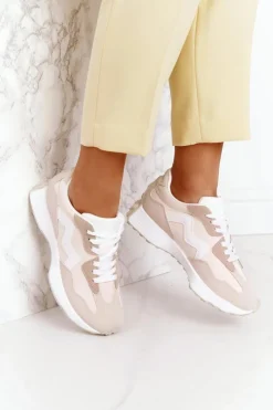 Damskie Boto Damskie Sportowe Buty Sneakersy Beżowe Move On