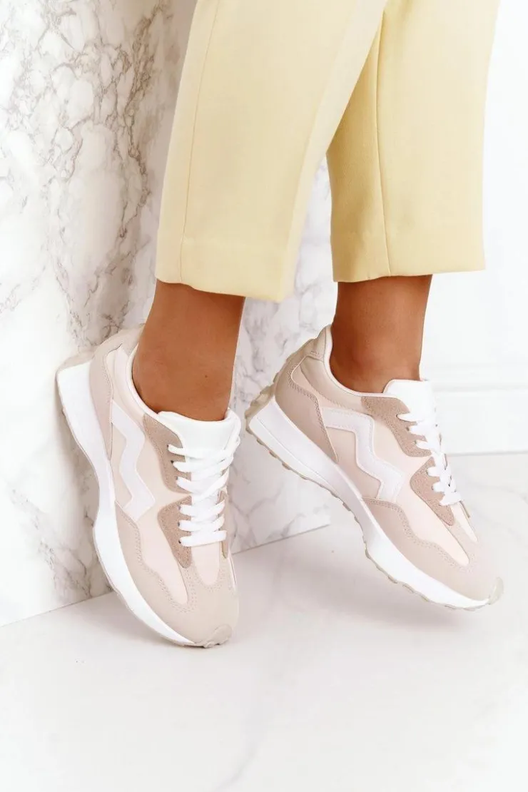 Damskie Boto Damskie Sportowe Buty Sneakersy Beżowe Move On