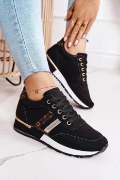 Online Boto Damskie Sportowe Buty Sneakersy Czarne Lifestyle