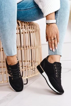 Online Boto Damskie Sportowe Buty Sneakersy Czarne Lifestyle