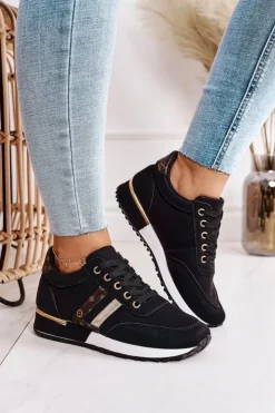 Online Boto Damskie Sportowe Buty Sneakersy Czarne Lifestyle