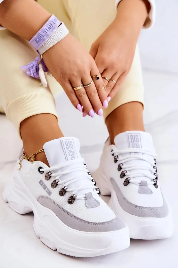 Big Star Shoes Buty Sportowe Big Star|Sneakersy Damskie*Damskie Sportowe Buty Sneakersy Big Star JJ274A220 Białe