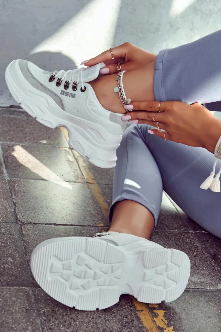 Big Star Shoes Buty Sportowe Big Star|Sneakersy Damskie*Damskie Sportowe Buty Sneakersy Big Star JJ274A220 Białe