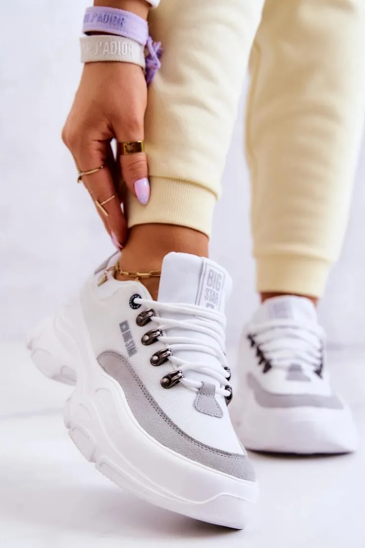 Big Star Shoes Buty Sportowe Big Star|Sneakersy Damskie*Damskie Sportowe Buty Sneakersy Big Star JJ274A220 Białe