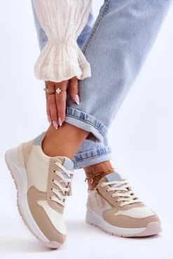 Damskie Boto Damskie Sportowe Buty Z Suwakiem Beżowe Larisa