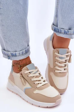 Damskie Boto Damskie Sportowe Buty Z Suwakiem Beżowe Larisa